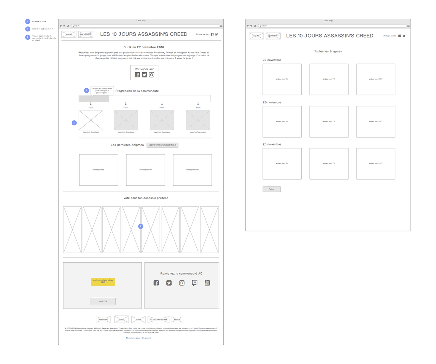 wireframe du projet assassin's creed